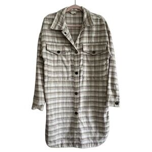 Altar’d State Long Plaid Snap Button Jacket Shacket Size XS